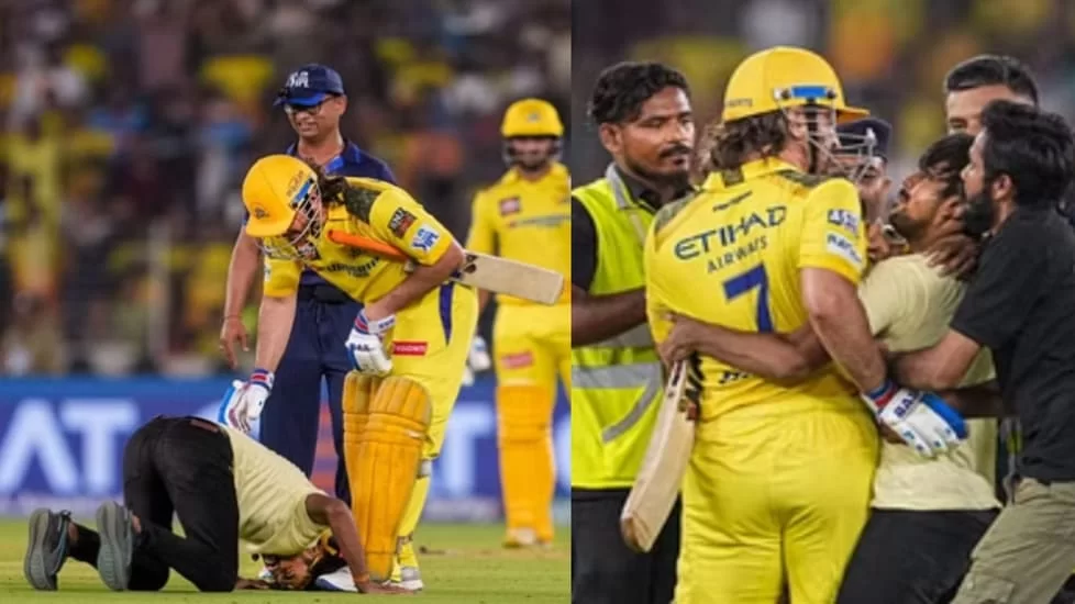 Video Viral: A fan touches Mahi's feet during the CSK vs GT Match, Police arrested